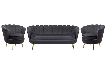 фото Комплект кресел и дивана ракушка Pearl Triple Black в интерьере в Санкт-Петербурге