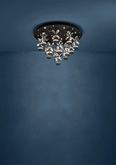 390275 Люстра диммируемая PIANOPOLI 2, 15X1,8W (LED), 3000K, 3600lm, ?500, сталь, черный/переливающееся стекло, прозрачный в Санкт-Петербурге