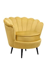 Низкое кресло ракушка Pearl Yellow на черных ножках в Санкт-Петербурге