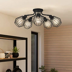 31532 Люстра TARBES, 5x60W(E27), сталь, черный в интерьере в Санкт-Петербурге