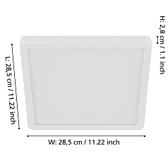 900592 Накладной светильник диммируемый FUEVA 5, 20,5W (LED), 3000K, L285, B285, H28, сталь, белый / пластик, белый в интерьере в Санкт-Петербурге