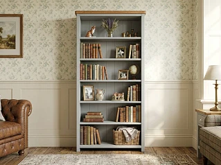 красивый Стеллаж "Жуль Верн (Jules Verne)" открытый в сером цвете арт JV03ETGG на заказ в Санкт-Петербурге