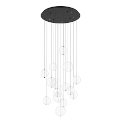 купить стильные 390333 Люстра диммируемая ESPARDELLO, 6X5,4W (LED), 3000K, 3060lm, ?580, сталь, черный/стекло, прозрачный в Санкт-Петербурге