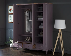 заказать Шкаф Leontina Lavanda для одежды трехстворчатый с ящиками арт ST9327KR/3L в интернет-магазине в Санкт-Петербурге