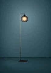 390254 Торшер с ножным выключателем ARANGONA, 1X40W (E27), H1715, сталь, черный/матовое стекло, серый в интернет-магазине в Санкт-Петербурге
