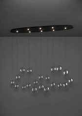 390344 Люстра диммируемая ESPARDELLO, 8X5,4W (LED), 3000K, 4080lm, L1480, B260, H2200, сталь, черный/стекло, прозрачный в Санкт-Петербурге