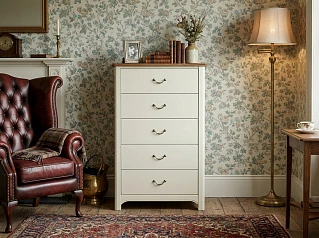 заказать стильные Бежевый комод "Оливия (Olivia)" высокий на 5 ящиков арт GA3005C в Санкт-Петербурге