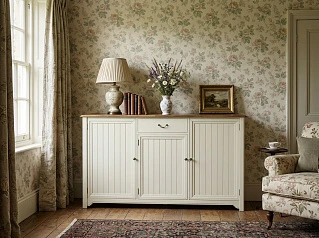 Бежевый комод "Оливия (Olivia)" 3 двери/1 ящик арт GA5005B в интерьере в Санкт-Петербурге