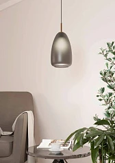 900506 Подвесной потолочный светильник ALOBRASE, 1x40W, E27, H1100, ?200, сталь, черный, матовая латунь/стекло, серый матовый в Санкт-Петербурге