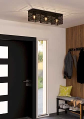 900357 Потолочный светильник PIEDRITAS, 3x40W, E27, L730, B180, H205, сталь, черный в Санкт-Петербурге