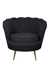 Низкое кресло ракушка Pearl Black Boucle в интерьере в Санкт-Петербурге