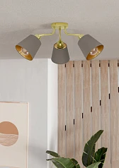 купить стильные 31534 Люстра потолочная MASERLO, 3X60(Е27), металл, кремово-золотой/текстиль, капучино в интернет-магазине в Санкт-Петербурге