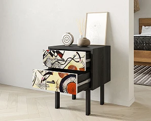купить стильные Тумбочка с двумя ящиками "Emerson" by Kandinsky арт EM16/Print_01 в интернет-магазине в Санкт-Петербурге
