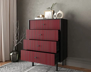 фото Комод вертикальный с четырьмя ящиками "Emerson" арт EM18/red/L в Санкт-Петербурге