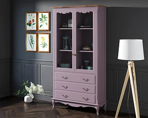 купить стильный Шкаф "Leontina Lavanda" для посуды высокий 3 ящика арт ST9355/3L в интернет-магазине в Санкт-Петербурге