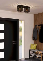 купить 900356 Потолочный светильник PIEDRITAS, 2x40W, E27, L515, B180, H205, сталь, черный в Санкт-Петербурге