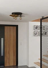 44027 Потолочная люстра LINTMILL, 3х40W (E27), H200, ?530, сталь, черный, брашированная латунь / стекло, серый в интернет-магазине в Санкт-Петербурге