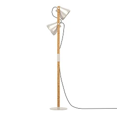 43954 Торшер с ножным выключателем CAWTON, 2X40W (E27), H1345, сталь, дерево, коричневый в Санкт-Петербурге