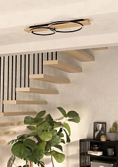 заказать 901716 Светодиодный потолочный светильник BOYAL, 2х12W(LED), 3400lm, сталь, дерево, черн., коричн, пластик, белый в интернет-магазине в Санкт-Петербурге