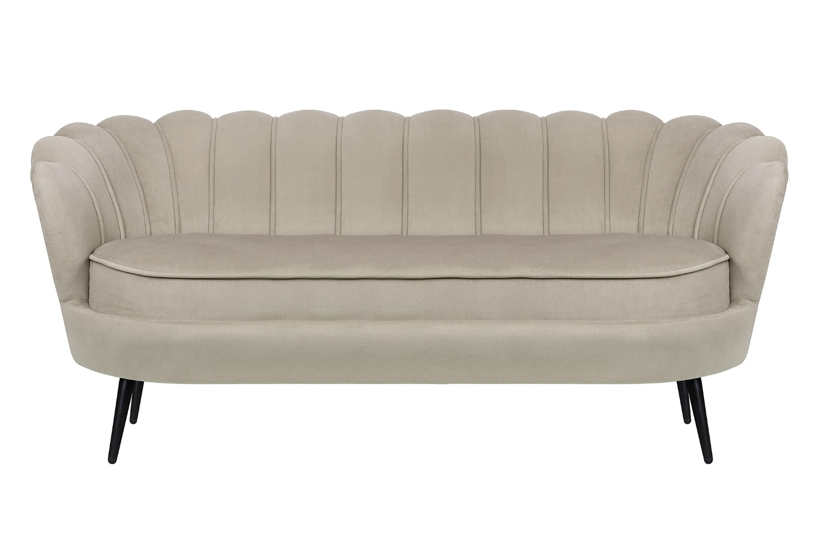 Диван ракушка для гостиниц Pearl Triple Taupe на черных ножках в интерьере в Санкт-Петербурге