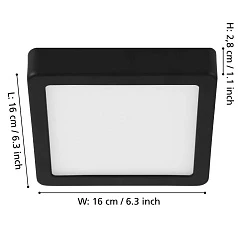заказать 900586 Накладной светильник диммируемый FUEVA 5, 11W (LED), 3000K, L160, B160, H28, сталь, черный / пластик, белый в Санкт-Петербурге