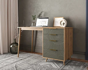 купить красивый Стол рабочий "Line" одной тумбой R23/browngrey в интернет-магазине в Санкт-Петербурге