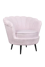 Низкое кресло ракушка Pearl Pink Boucle на черных ножках в Санкт-Петербурге