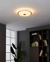 купить 900598 Настенно-потолочный светильник LANCIANO 1, LED 24W, 1900lm, H75, ?400, сталь, дерево, белый, коричневый/пластик с эффектом кристаллов, белый, х в Санкт-Петербурге