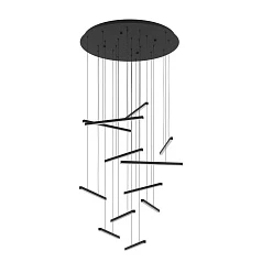 красивые 390351 Люстра диммируемая LINDOZA, 12X8,4W (LED), 3000K, 12000lm, ?780, сталь, черный/пластик, белый в Санкт-Петербурге