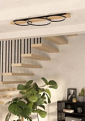 901717 Светодиодный потолочный светильник BOYAL, 3х12W(LED), 5100lm, сталь, дерево, черн., коричн, пластик, белый в Санкт-Петербурге