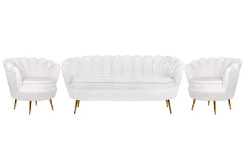 красивый Комплект кресел и дивана ракушка Pearl Triple White Boucle в Санкт-Петербурге