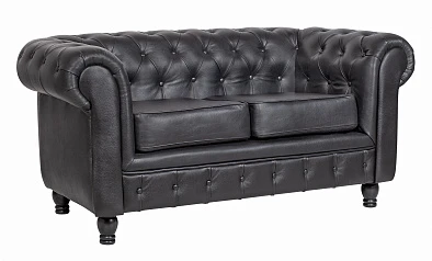 купить стильный Диван из черной кожи Chesterfield Black Leather 2S в Санкт-Петербурге