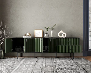 Комод с четырьмя дверками и двумя ящиками "Emerson" арт EM04/green/L в интерьере в Санкт-Петербурге