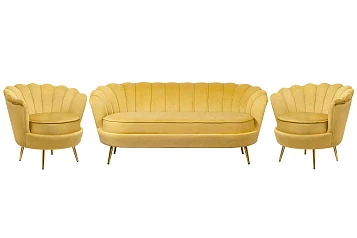 купить стильный Комплект кресел и дивана ракушка Pearl Triple Yellow в Санкт-Петербурге