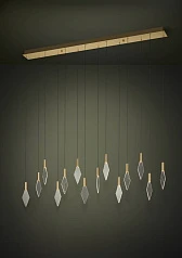 390362 Люстра диммируемая MIRADOR, 14X3,3W (LED), 3000K, 4760lm, L1400, B120, H2200, сталь, латунь, золотой/пластик, прозрачный на заказ в Санкт-Петербурге