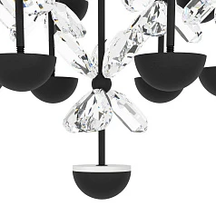 красивые 390277 Люстра диммируемая PIANOPOLI 2, 15X1,8W (LED), 3000K, 3600lm, ?500, сталь, черный/переливающееся стекло, прозрачный в интернет-магазине в Санкт-Петербурге