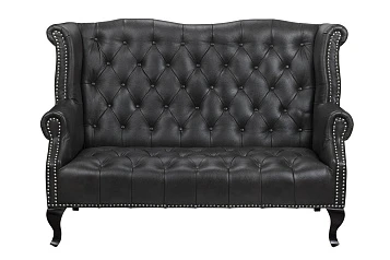 Кожаный дизайнерский диван Royal Sofa Black в интерьере в Санкт-Петербурге