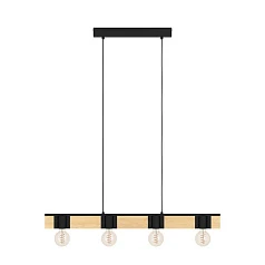 фото 43902 Люстра BAILRIGG, 4X40W (E27), L895, B45, H1100, сталь, дерево, черный, коричневый в Санкт-Петербурге