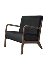 купить красивое Низкое кресло с деревянными подлокотниками Mody Black черное в Санкт-Петербурге