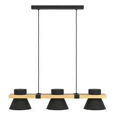 43956 Люстра MACCLES, 3X15W (E27), L780, B180, H1100, сталь, дерево, черный, коричневый в интерьере в Санкт-Петербурге