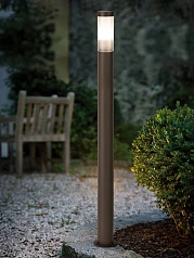 купить 900987 Уличный напольный светильник с датчиком движения HELSINKI, 1X15W (E27), IP44, H1100, нержавеющая сталь, коричневый/пластик, черный полупрозрачн в Санкт-Петербурге