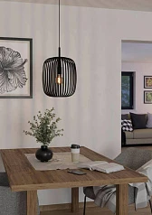 купить 900494 Подвесной потолочный светильник ROMAZZINA, 1x40W, E27, H1100, ?325, сталь, черный в Санкт-Петербурге