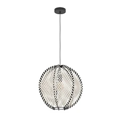 44006 Подвесной светильник WAVERTON, 1х40W (E27), H1100, ?480, сталь черный / текстиль, дерево, белый, черный в интернет-магазине в Санкт-Петербурге