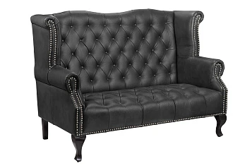 Кожаный дизайнерский диван Royal Sofa Black в интерьере в Санкт-Петербурге
