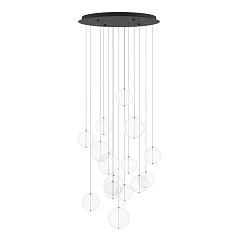 купить стильные 390333 Люстра диммируемая ESPARDELLO, 6X5,4W (LED), 3000K, 3060lm, ?580, сталь, черный/стекло, прозрачный в Санкт-Петербурге