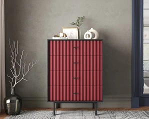фото Комод вертикальный с четырьмя ящиками "Emerson" арт EM18/red/L в Санкт-Петербурге