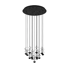 красивые 390277 Люстра диммируемая PIANOPOLI 2, 15X1,8W (LED), 3000K, 3600lm, ?500, сталь, черный/переливающееся стекло, прозрачный в интернет-магазине в Санкт-Петербурге