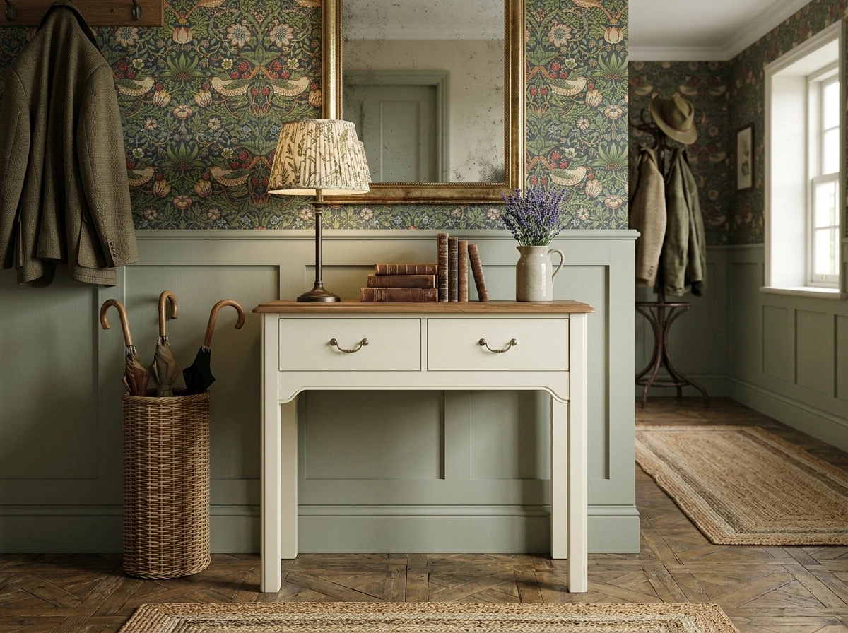 Бежевая консоль "Оливия (Olivia)" с 2 ящиками арт GA1006C в интерьере в Санкт-Петербурге