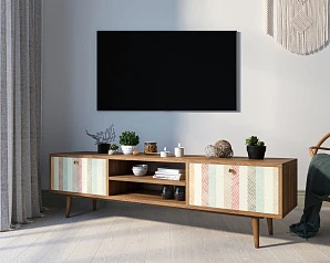красивый Комод "Berber" с нишей низкий под TV принт 45 арт BB49/Print_45 в Санкт-Петербурге