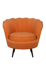 Низкое кресло ракушка Pearl Orange Boucle на черных ножках на заказ в Санкт-Петербурге